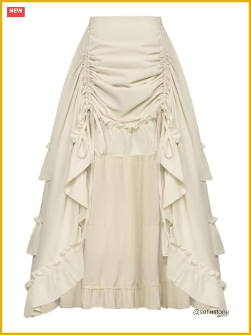 Women Renaissance Pirate High-Low Maxi Skirt with Ruffle Hem